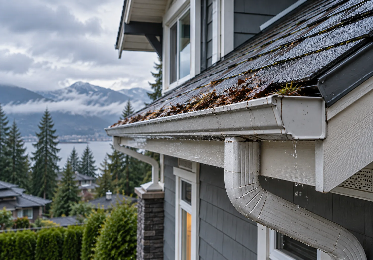 Two-storey Vancouver home with common gutter warning signs